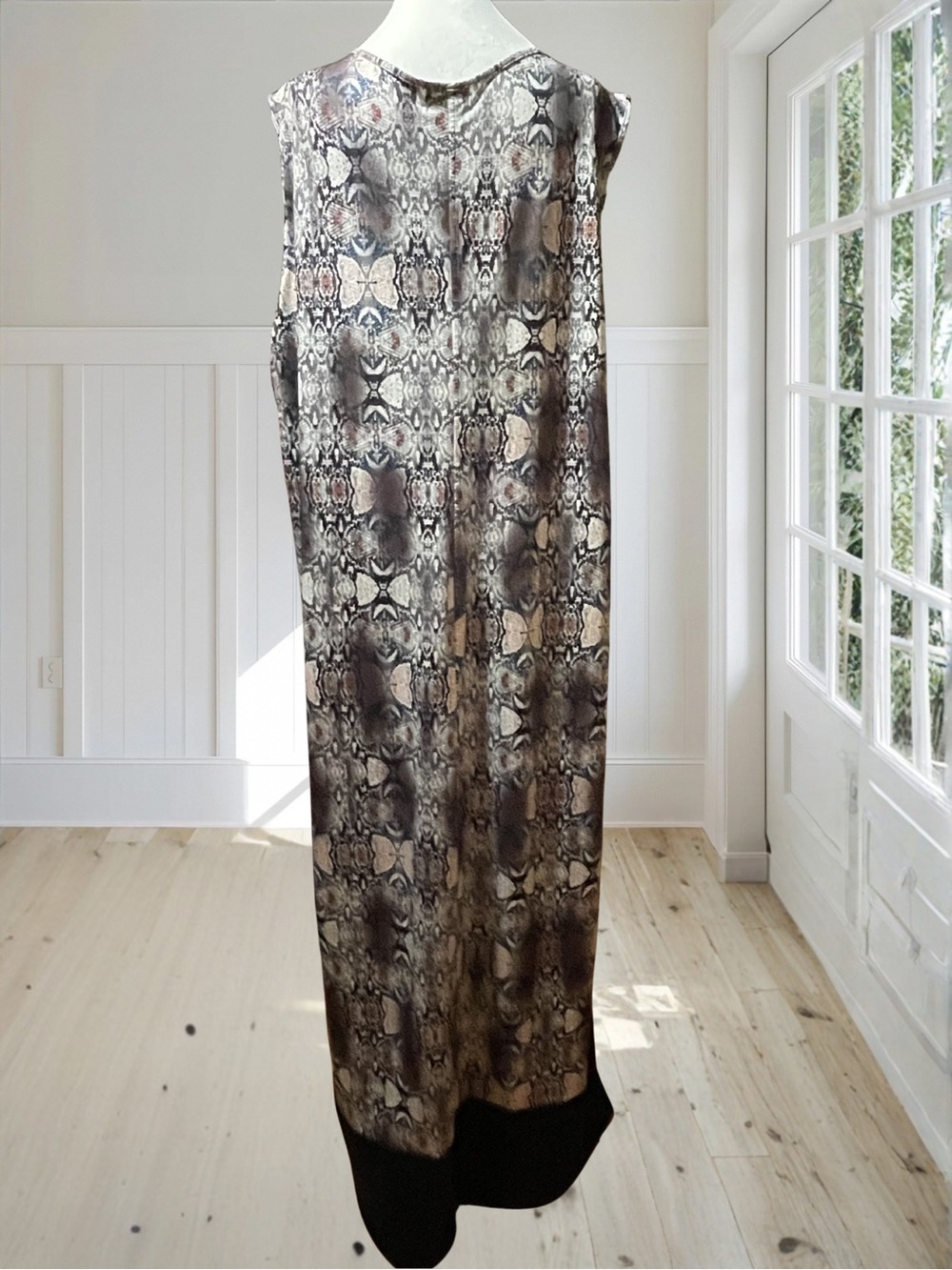 ONE WORLD Women's 3X Plus Embellished Boho Beaded Sleeveless Printed Maxi Dress - Picture 8 of 12